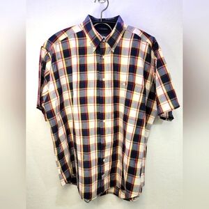Woods & Gray Plaid 100% Cotton Short Sleeve Shirt Size XL